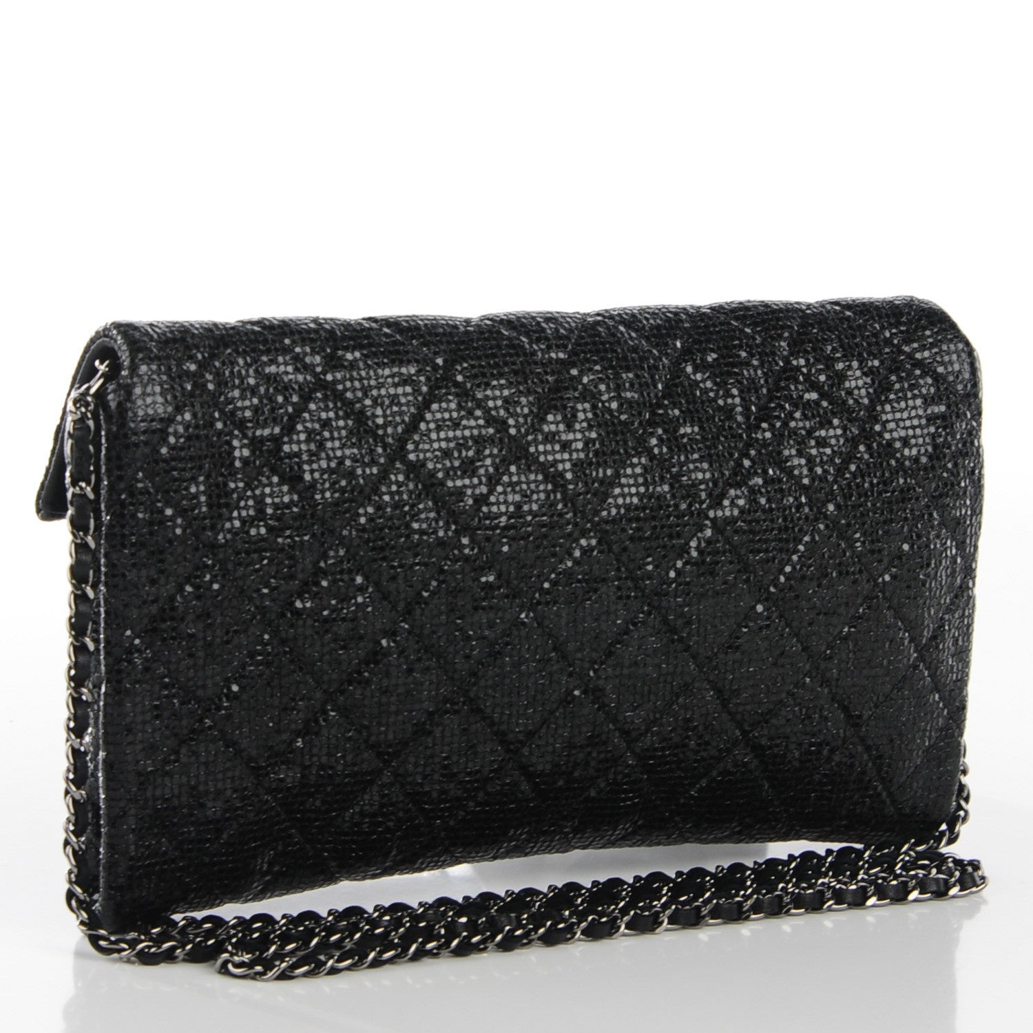 Chanel Vinyl Quilted Clutch with Chain Black 3 of 8