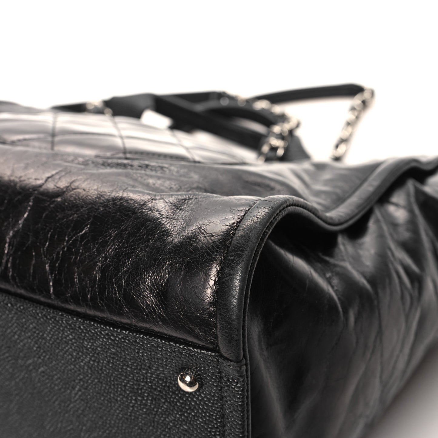 Glazed Calfskin Medium Deauville Tote Black