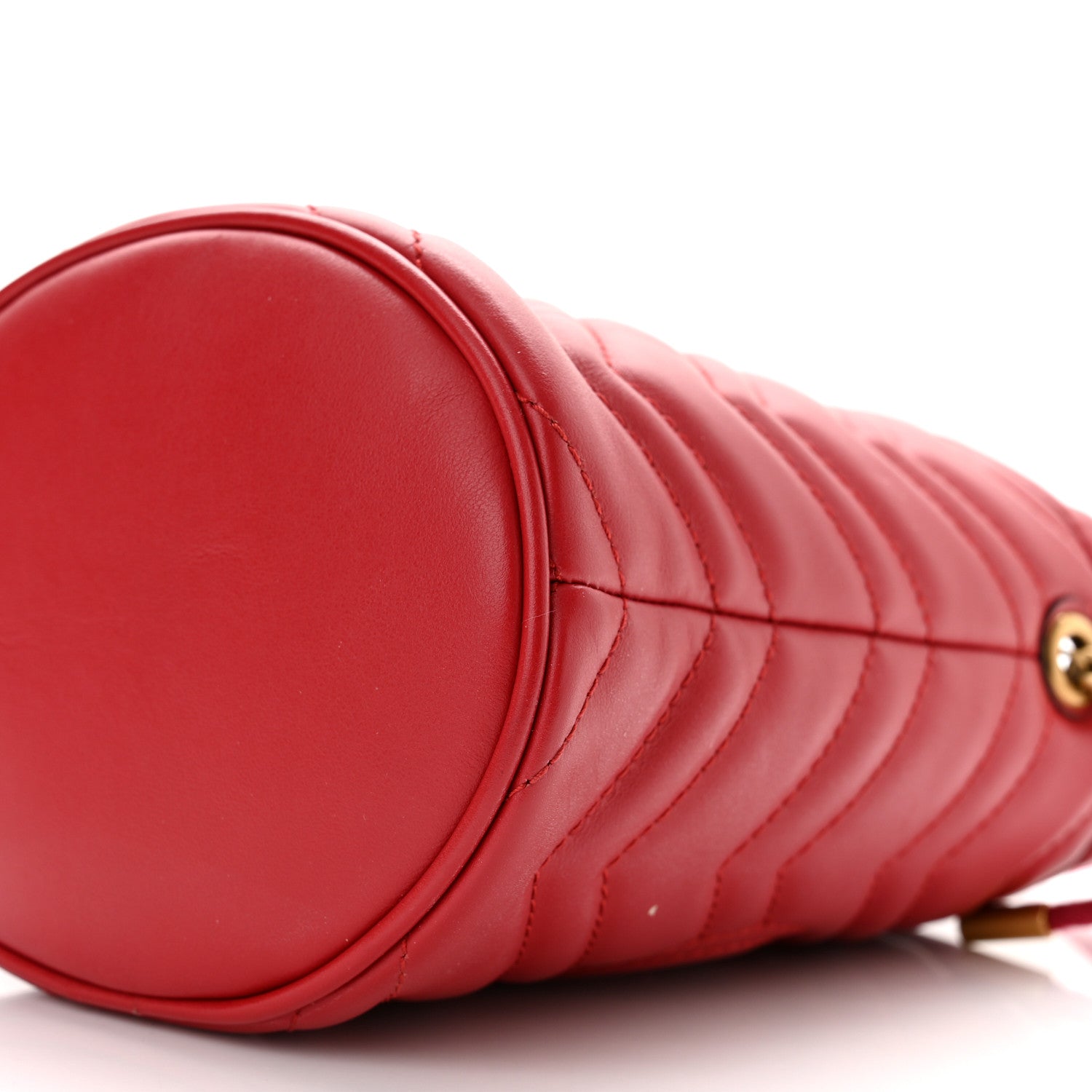 Gucci Calfskin Matelasse Mini GG Marmont 2.0 Bucket Bag Hibiscus Red 9 of 11