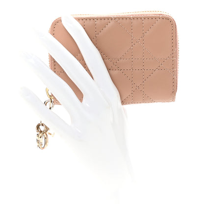 Christian Dior Lambskin Cannage Small Lady Dior Voyageur Coin Purse Rose Des Vents 2 of 7