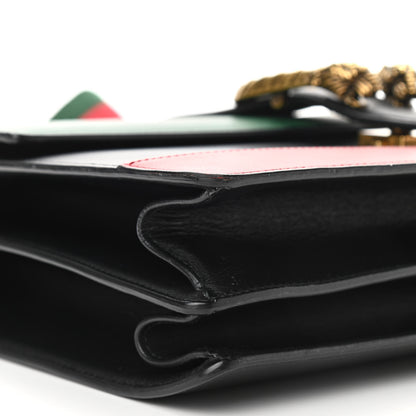 Gucci Calfskin Bamboo Web Large Dionysus Top Handle Bag Black Bright Evergreen Hibiscus Red 9 of 11