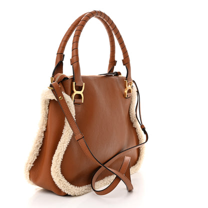 Chloe Calfskin Shearling Medium Marcie Satchel Tan 3 of 13