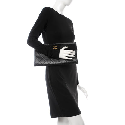 Chanel Calfskin Quilted CC Clutch Black 2 of 9