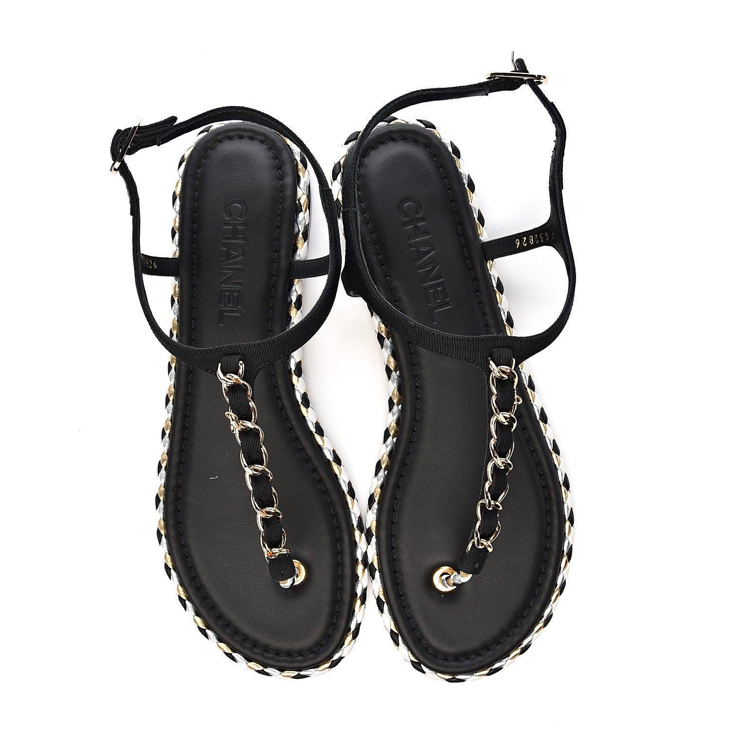 Chanel Grosgrain Chain Thong Sandals 39 Black 11 of 11