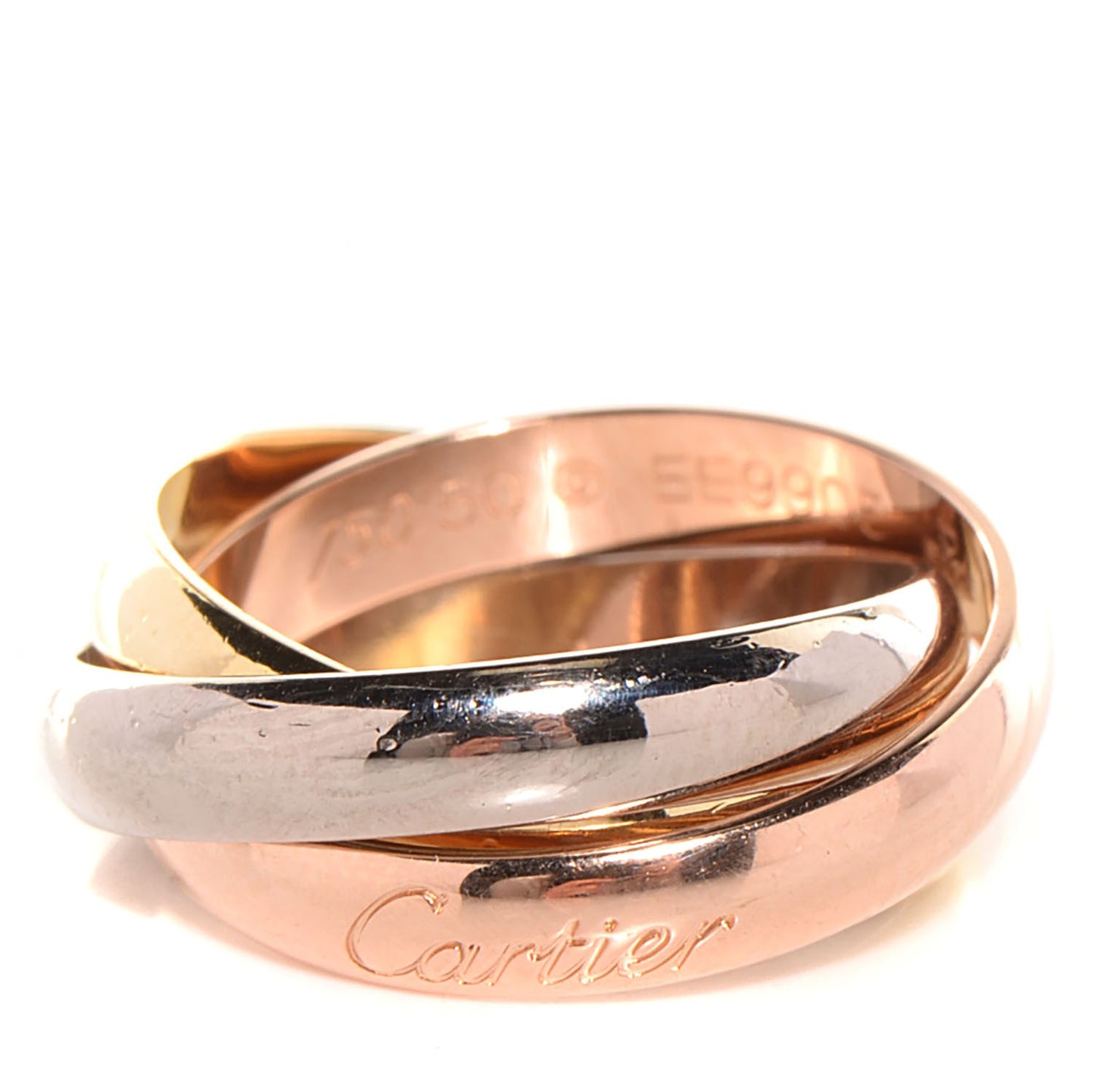 18K Pink White Yellow Gold Trinity Ring 50 US 5.25