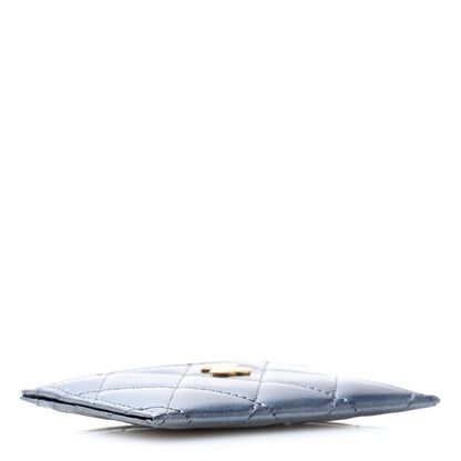 Chanel Metallic Lambskin Quilted Card Holder Dark Blue 4 of 9
