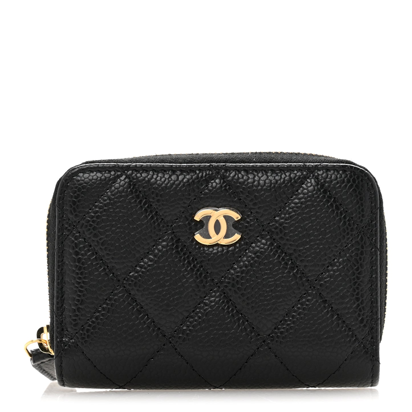 Caviar Quilted Zip Coin Purse Black