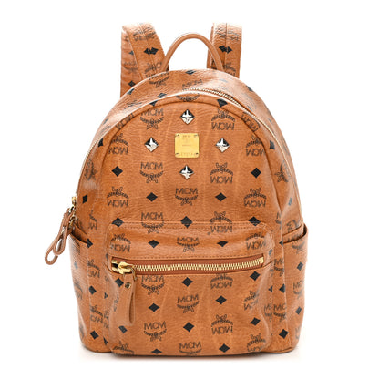 MCM Visetos Small Sprinkle Stud Stark Backpack Cognac 1 of 9