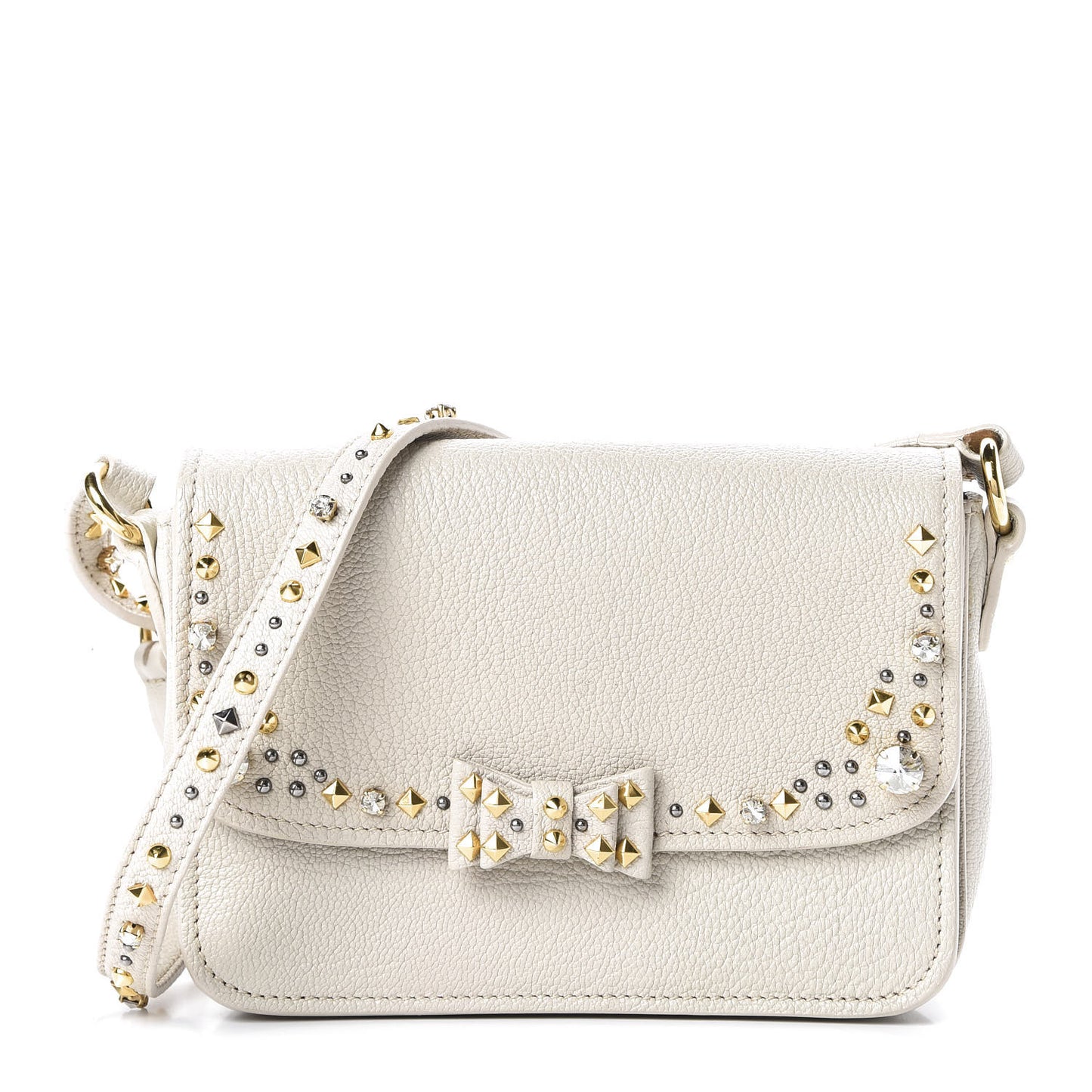 Madras Jeweled Crossbody Bag White
