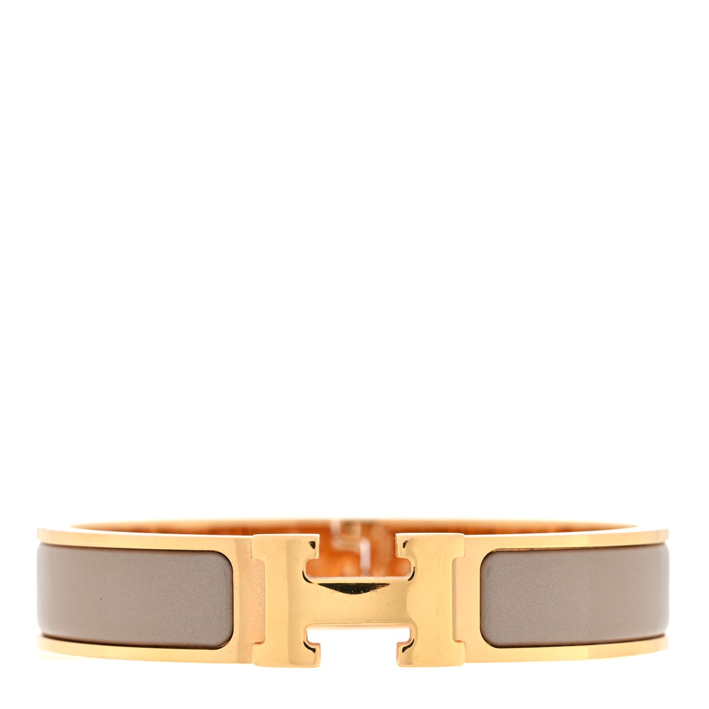 Enamel Narrow Clic Clac H Bracelet PM Marron Glace