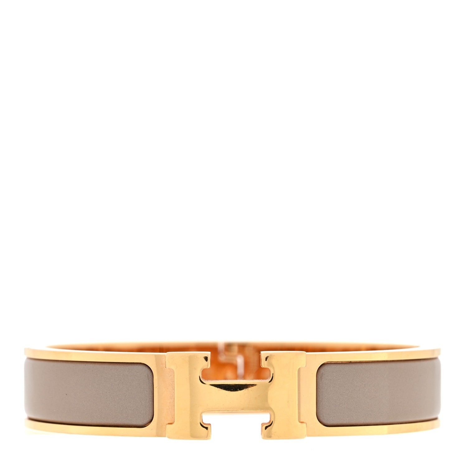 Hermes Enamel Narrow Clic Clac H Bracelet PM Marron Glace 1 of 4