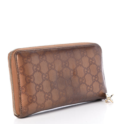 Gucci Metallic Guccissima Twins Zip Around Organizer Wallet Bronze 3 of 25