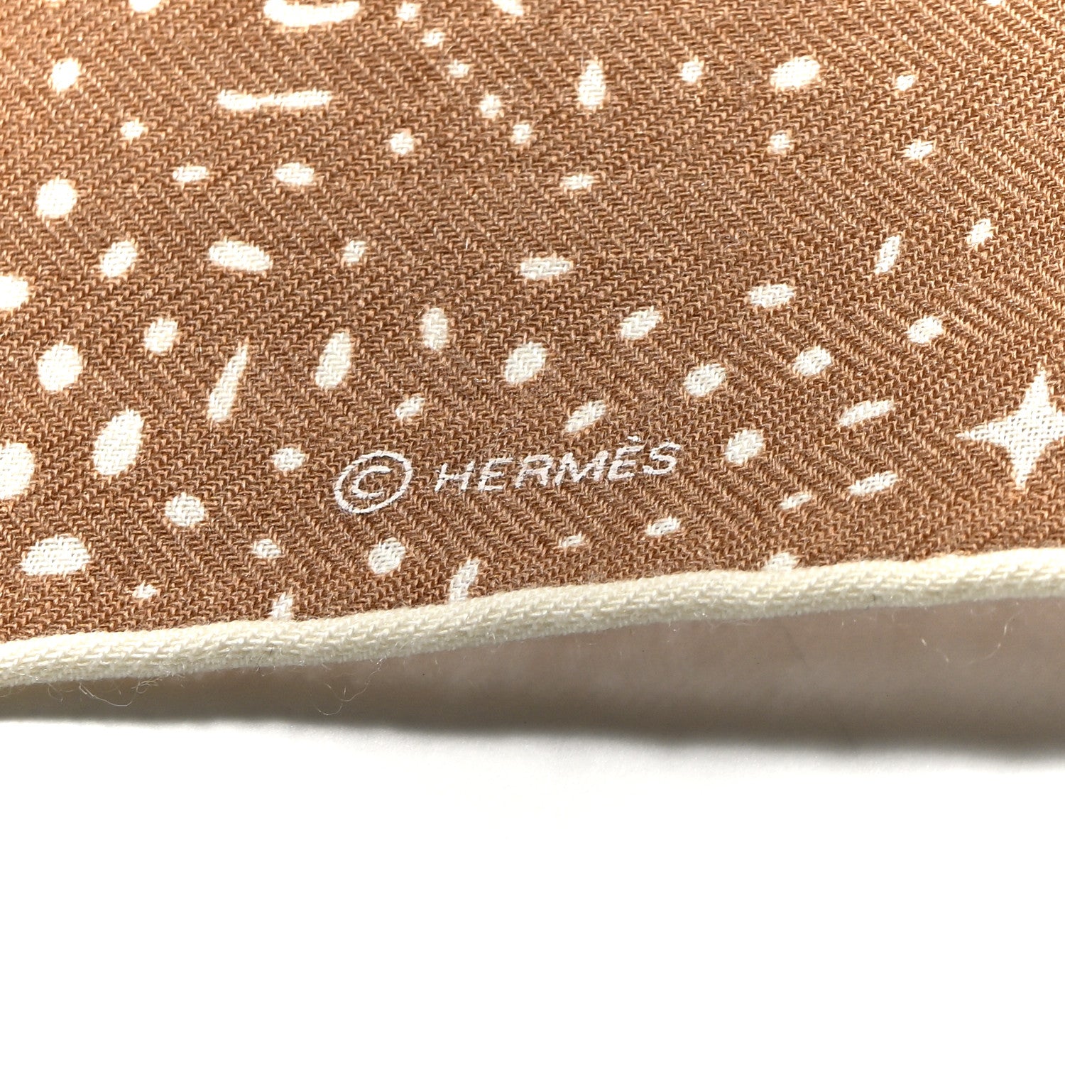 Hermes Silk Cashmere Clair De Lune Shawl 140 Camel White 4 of 6