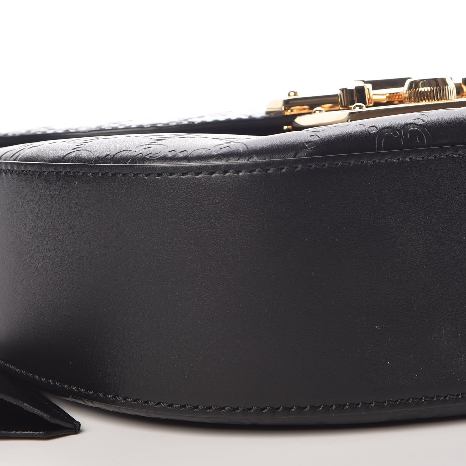 Gucci Guccissima Web Medium Padlock Messenger Shoulder Bag Black 9 of 11