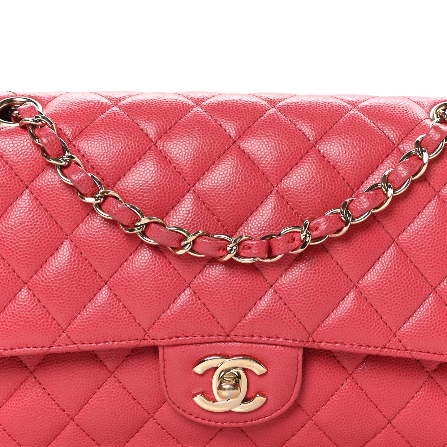 Caviar Quilted Medium Double Flap Dark Pink
