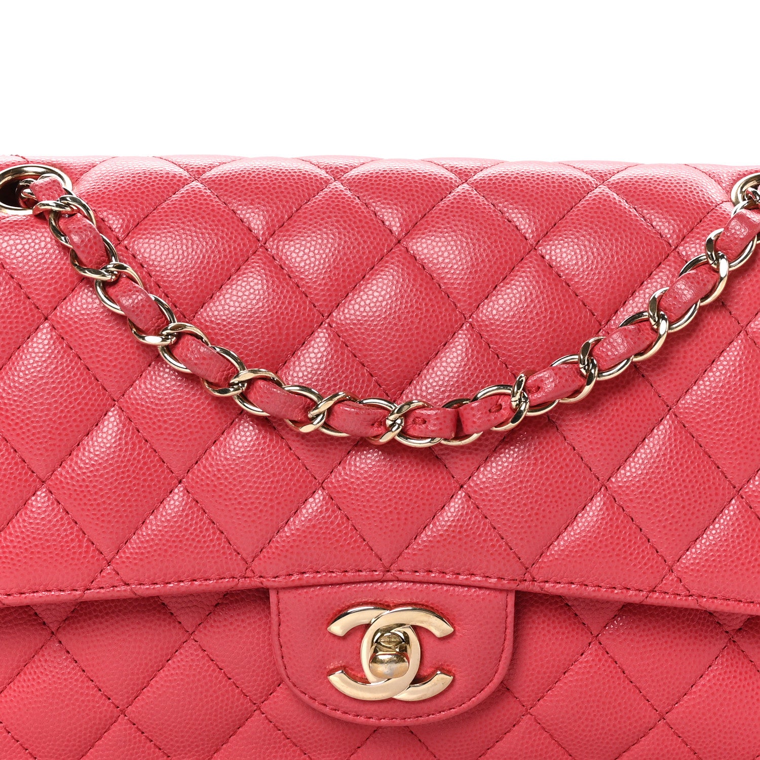Chanel Caviar Quilted Medium Double Flap Dark Pink 8 of 10