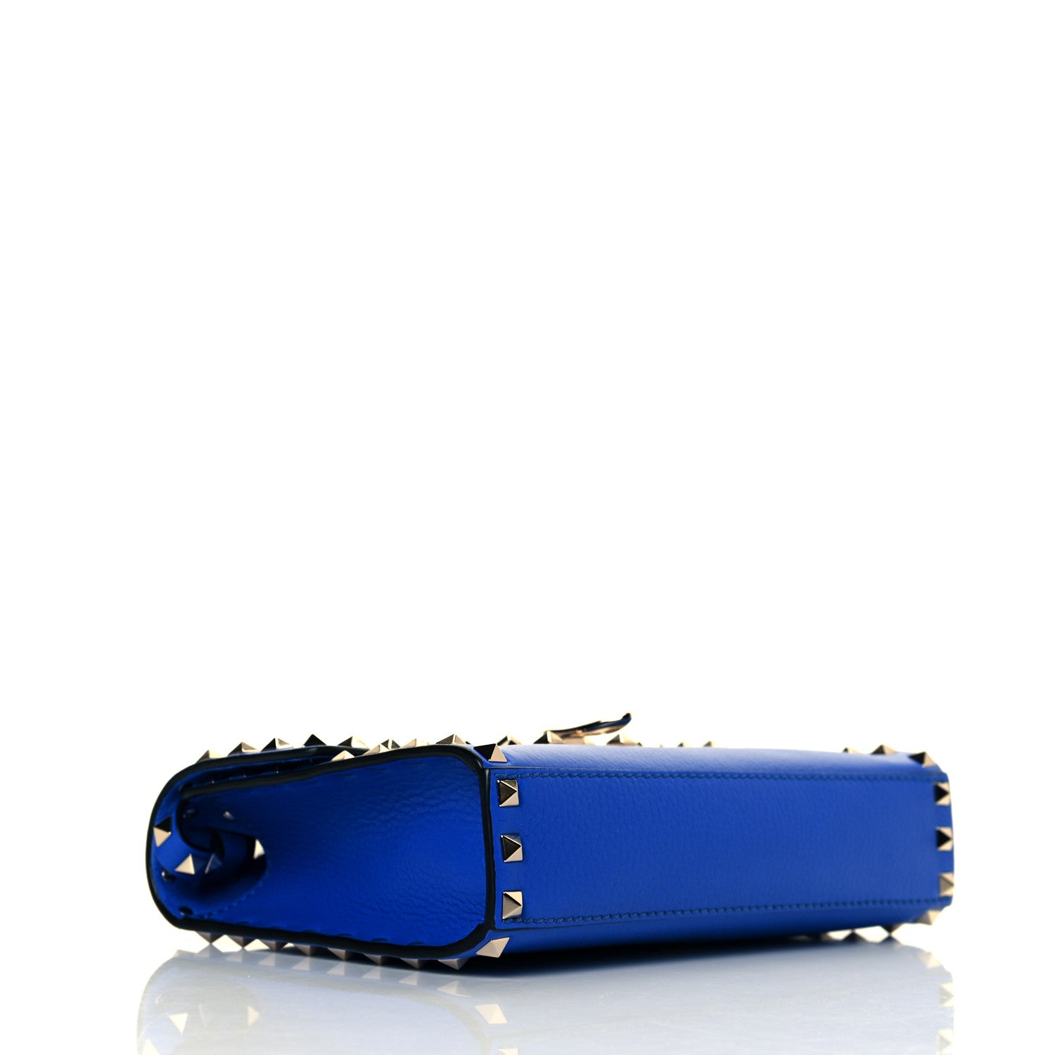 Valentino Garavani Pebbled Calfskin Medium Rockstud Flip Lock Crossbody Bag Acid Blue 5 of 14