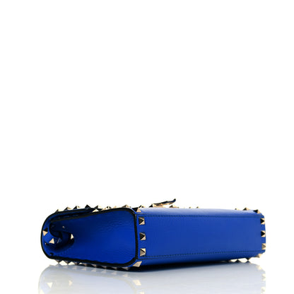 Valentino Garavani Pebbled Calfskin Medium Rockstud Flip Lock Crossbody Bag Acid Blue 5 of 14