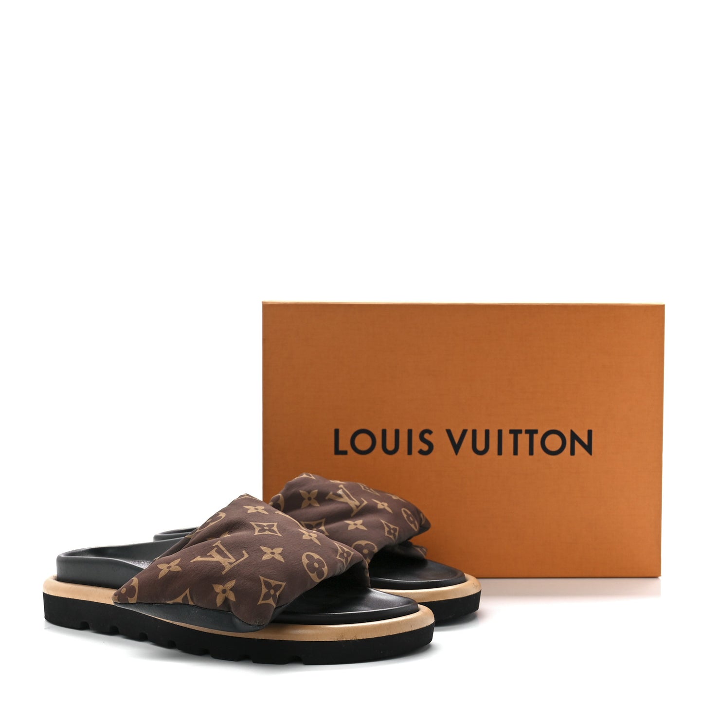 Nylon Monogram Pool Pillow Comfort Mule 38 Cacao Brown