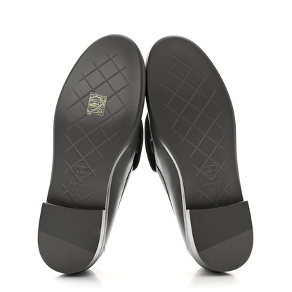 Chanel Lambskin Quilted CC Turnlock Loafers 38.5 Dark Grey 5 of 9