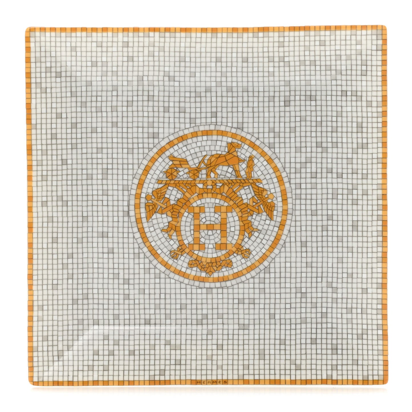 Porcelain Mosaique Au 24 Square Plate N°3 Gold