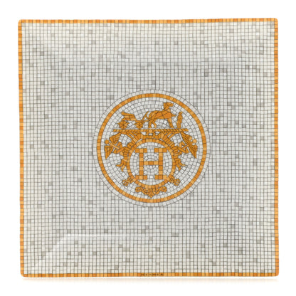 Hermes Porcelain Mosaique Au 24 Square Plate N°3 Gold 1 of 6