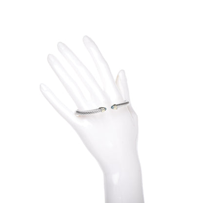 David Yurman Sterling Silver 14K Yellow Gold Blue Topaz 5mm Cable Classics Petite Color Bracelet 2 of 5