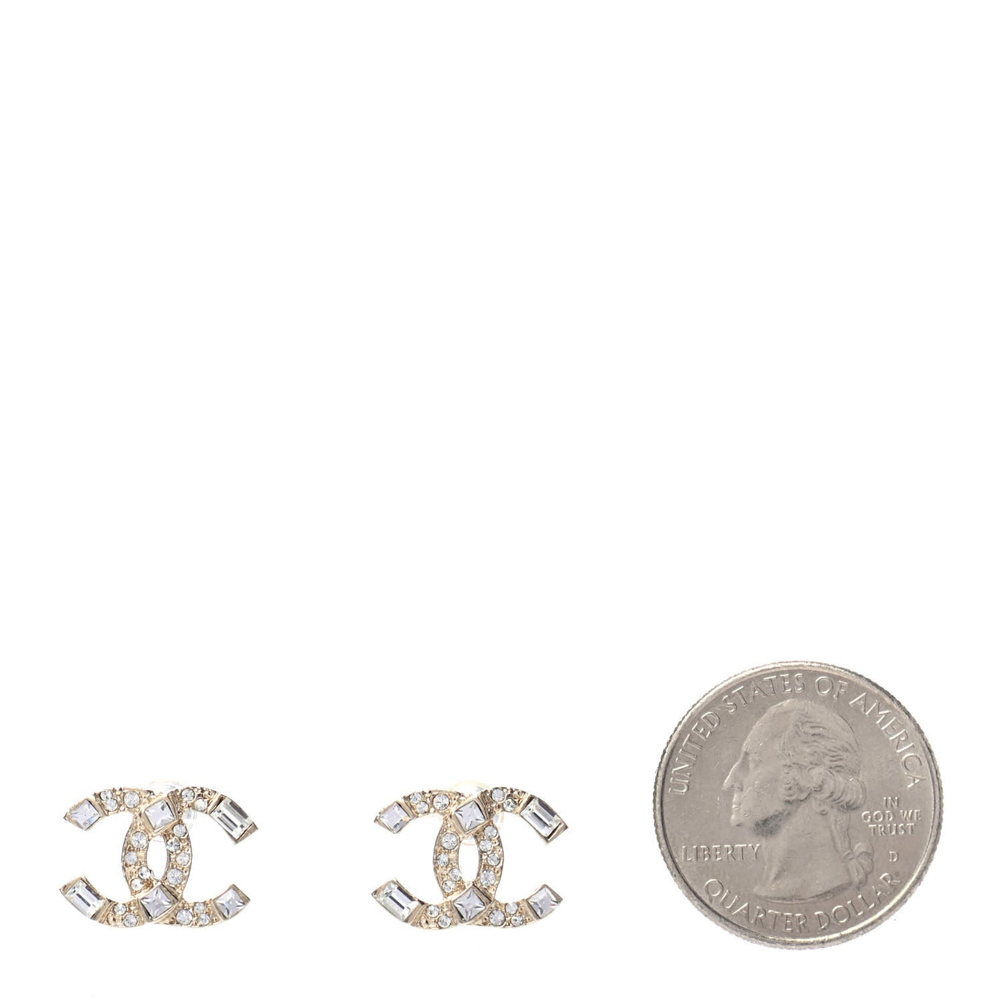 Crystal Baguette CC Earrings Gold