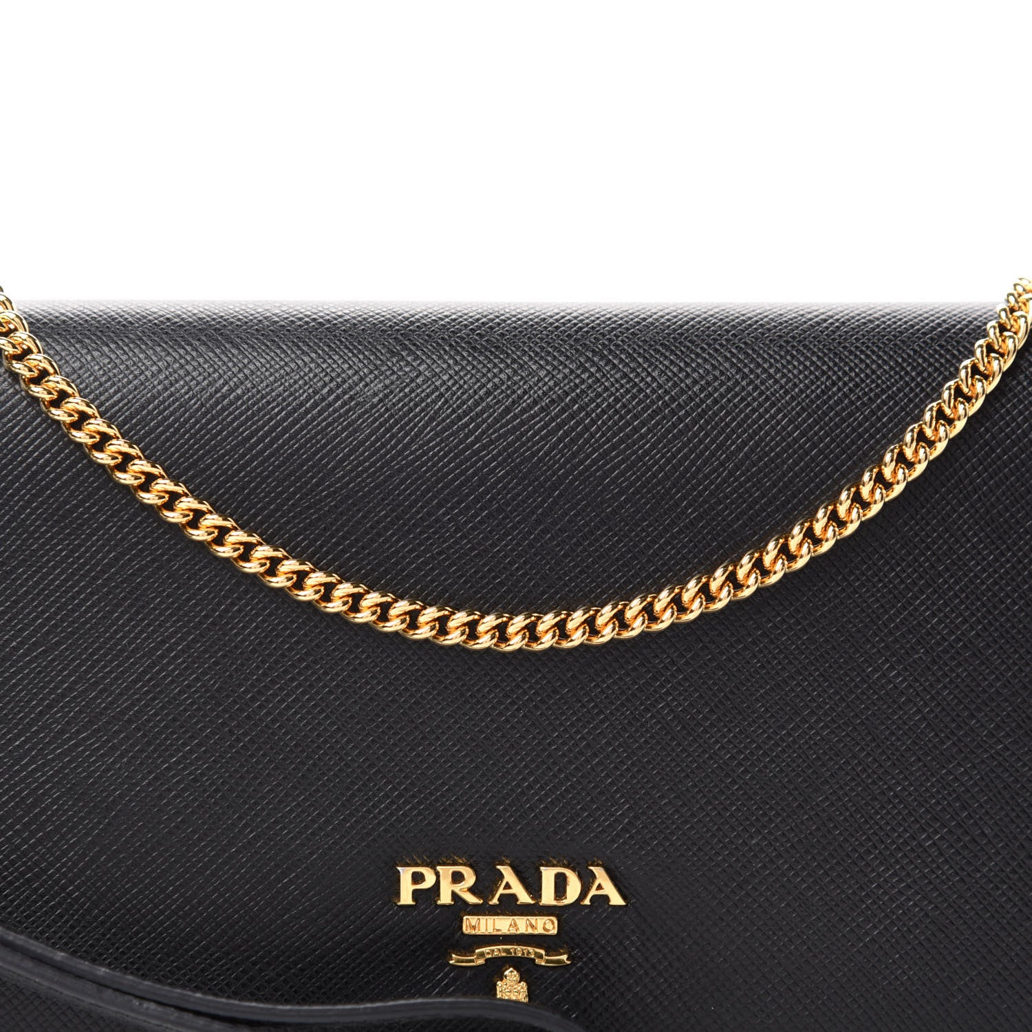 Prada Saffiano Metal Phone Wristlet Crossbody Wallet Black 8 of 9