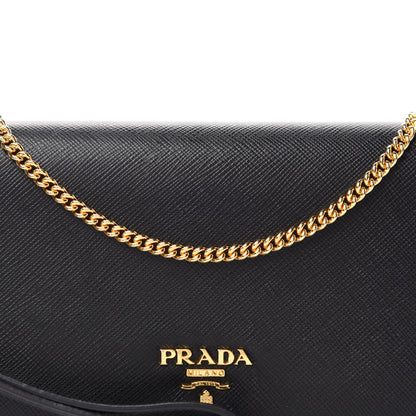 Prada Saffiano Metal Phone Wristlet Crossbody Wallet Black 8 of 9