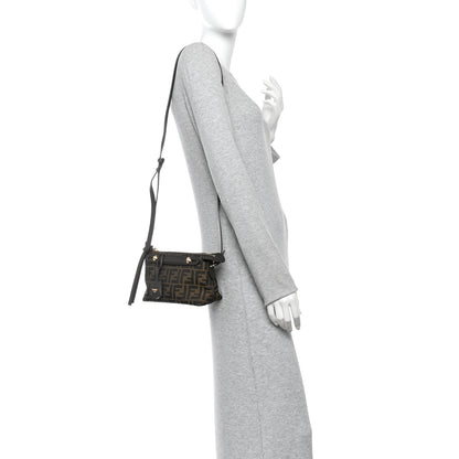 Fendi Vitello Grace Jacquard FF Mini By The Way Boston Bag Tobacco Moro Ebano 2 of 10