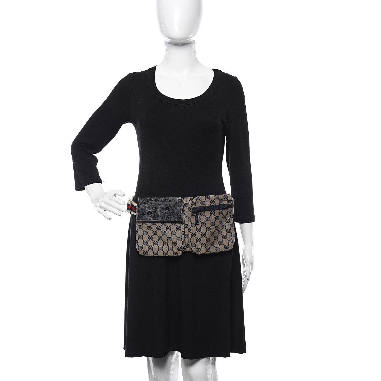 Gucci GG Monogram Web Double Pocket Belt Bag Navy 2 of 11