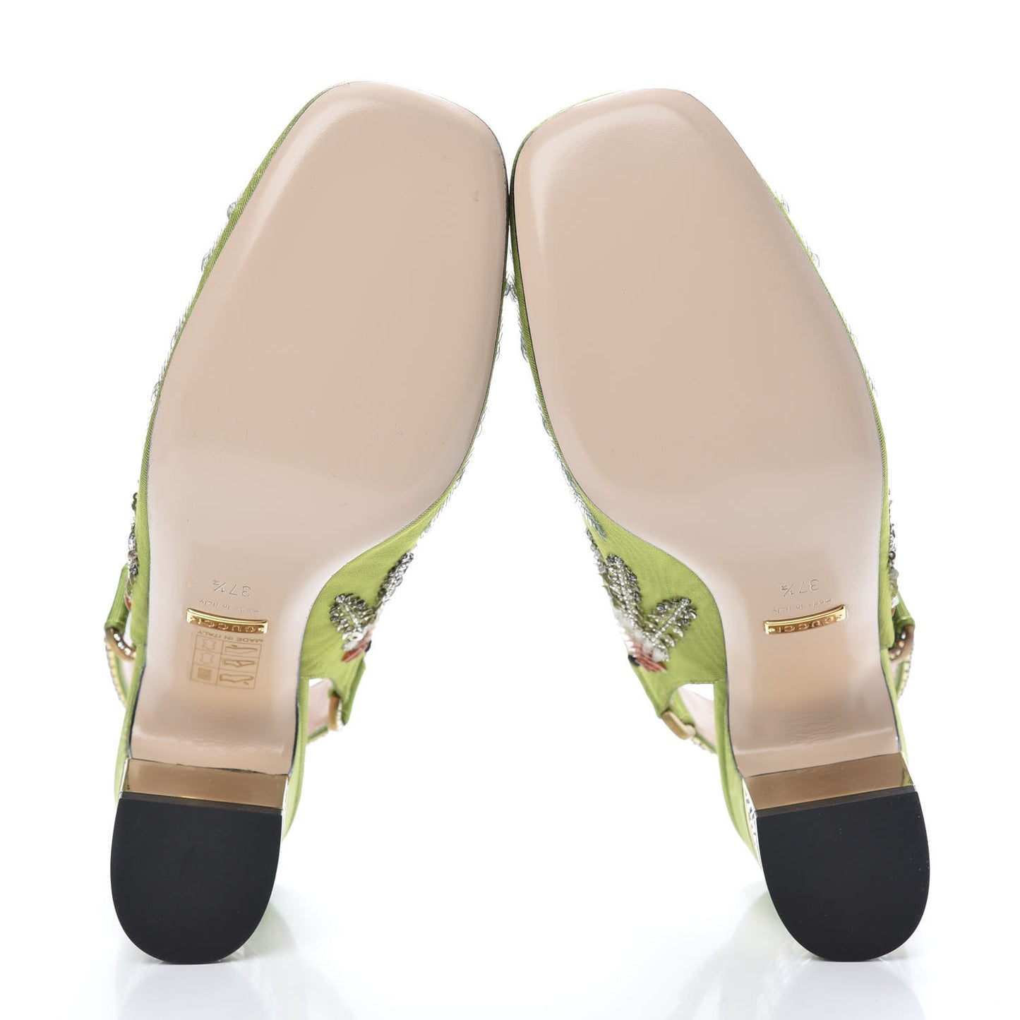 Moire Fabric Eyes Crystal Square G Madelyn Slingbacks 37.5 Lemon Leaf