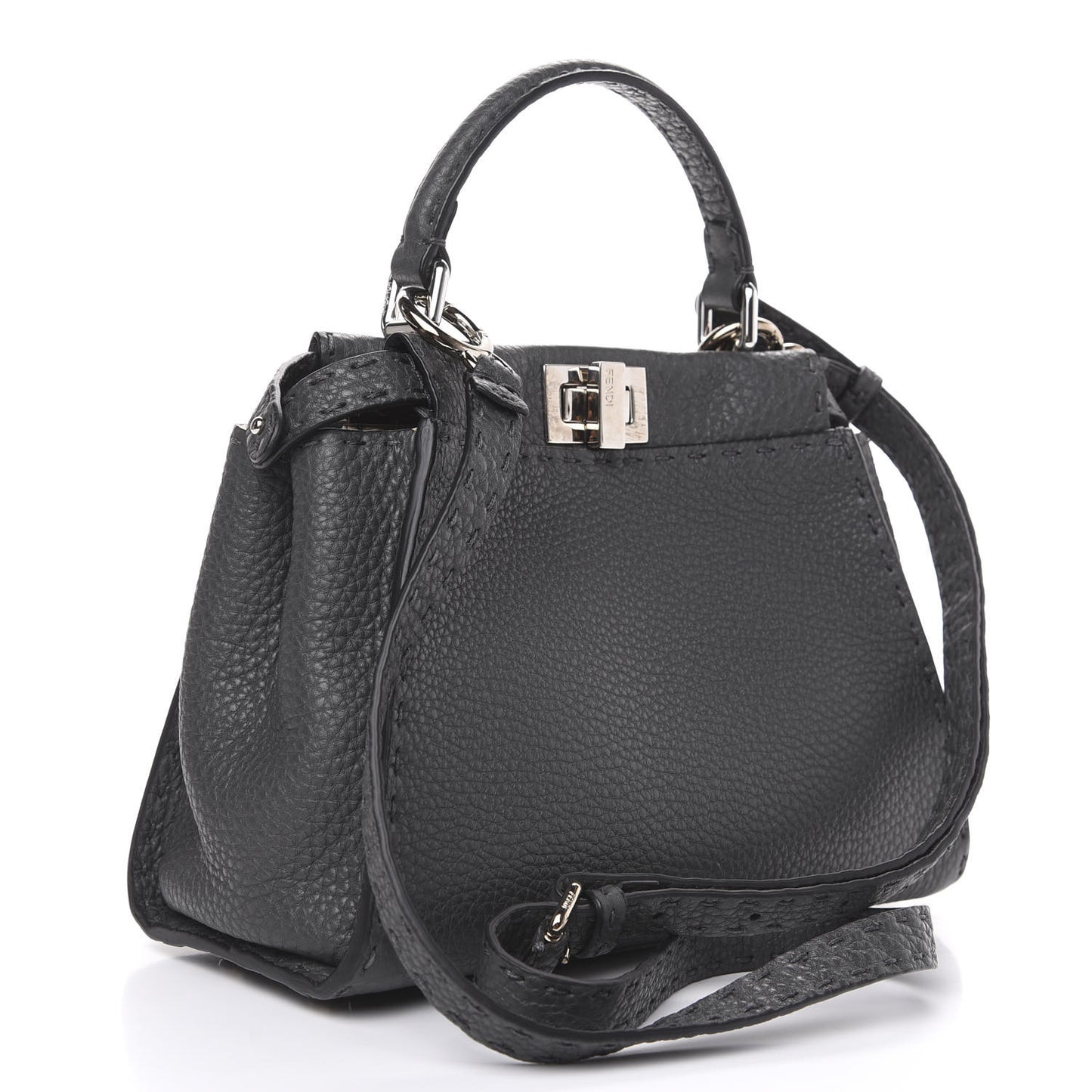 Cuoio Romano Selleria Bi-Color Mini Peekaboo Iconic Satchel Asfalto Latte