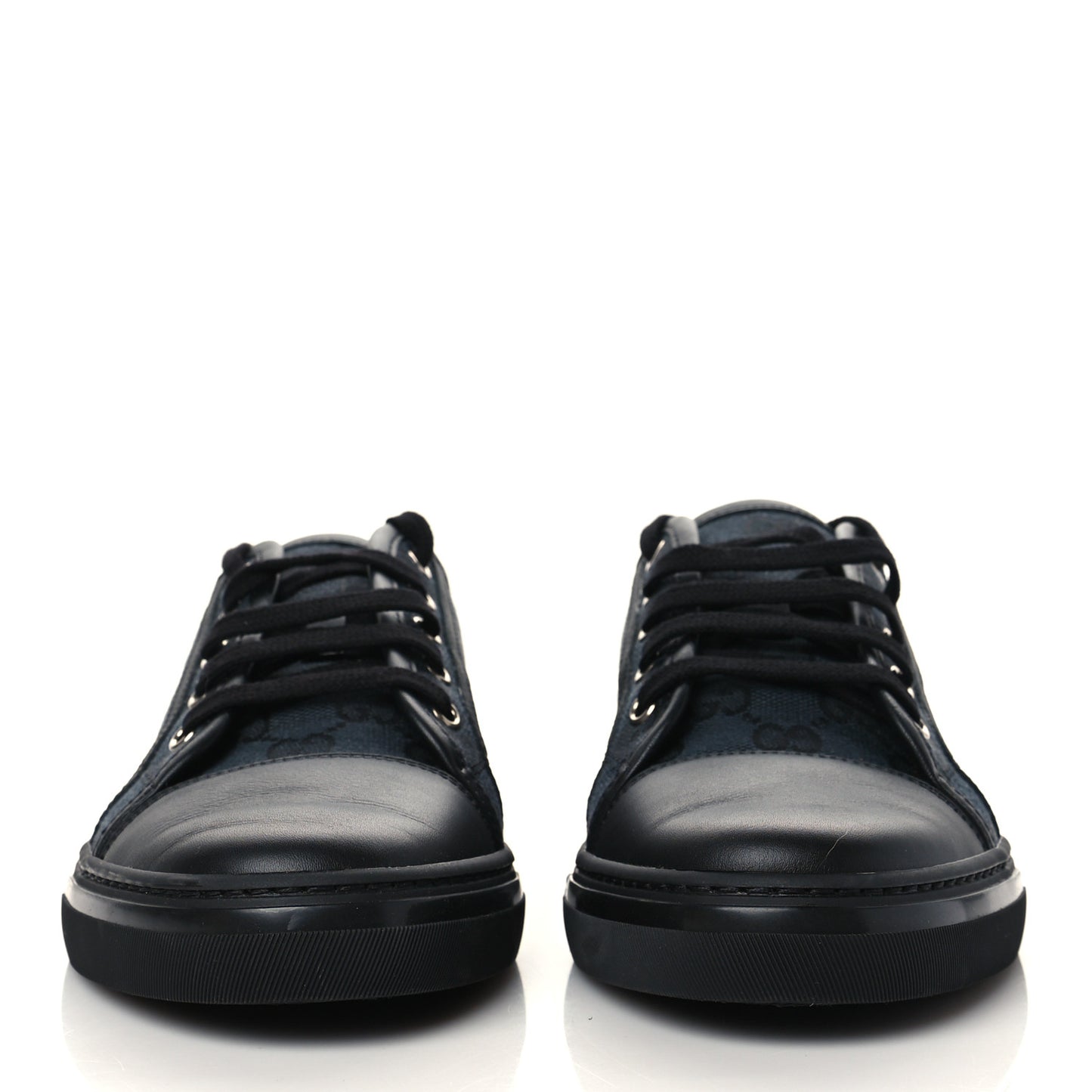 GG Monogram Calfskin Womens Low Top Sneakers 40.5 Piombo Black