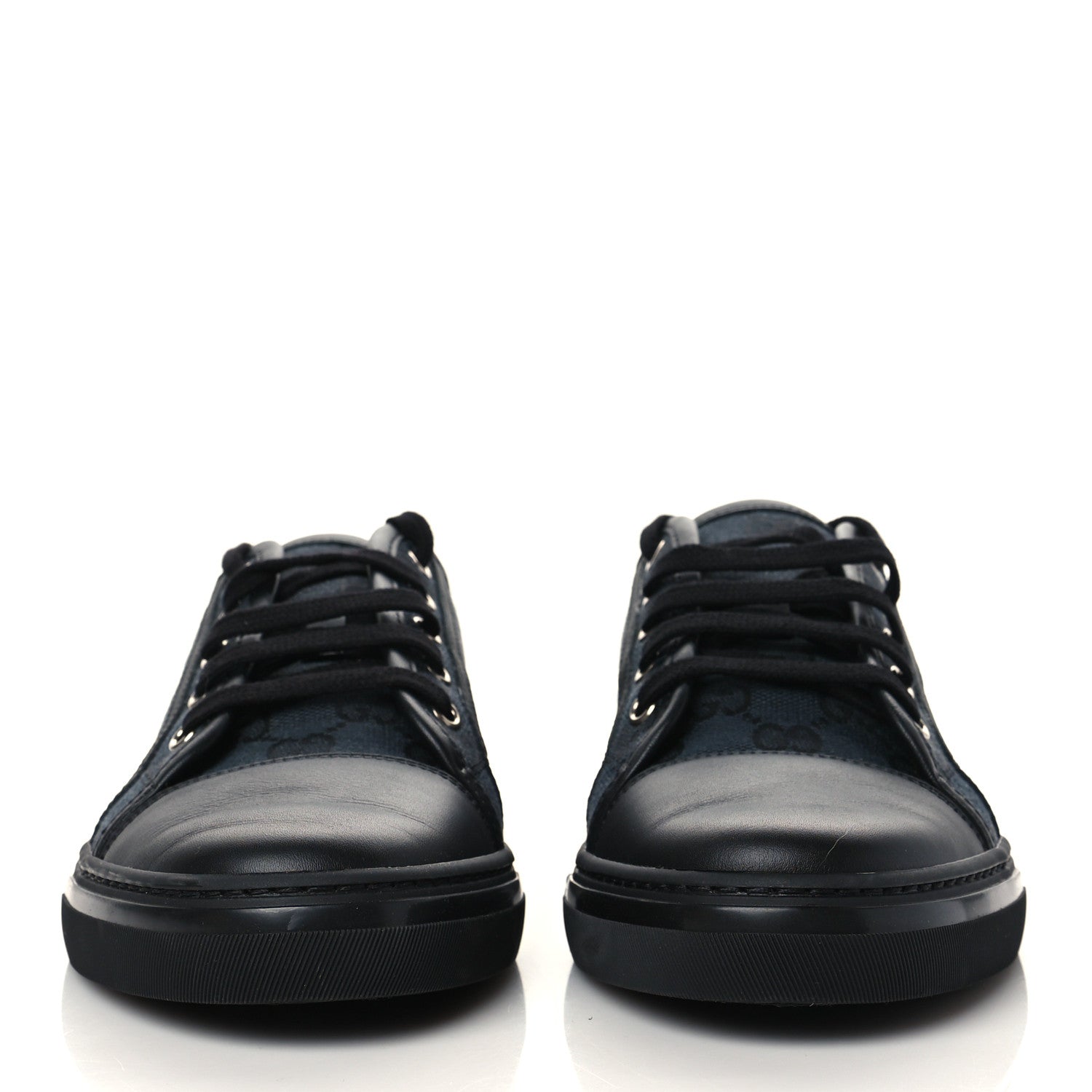 Gucci GG Monogram Calfskin Womens Low Top Sneakers 40.5 Piombo Black 2 of 9