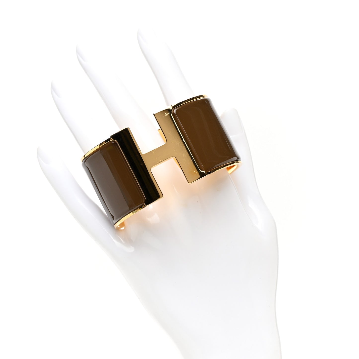 Enamel Extra Wide Clic Clac H Bracelet GM Chocolate