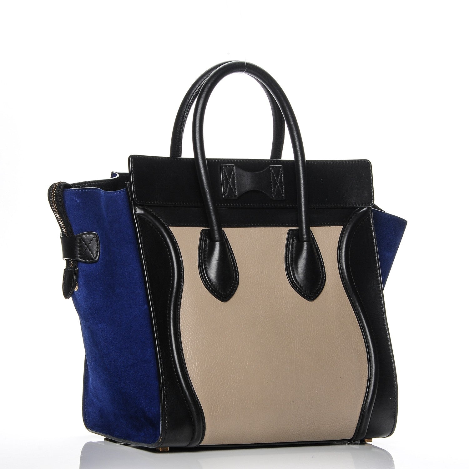 Celine Textured Calfskin Suede Mini Tri-Color Luggage Sand 3 of 8