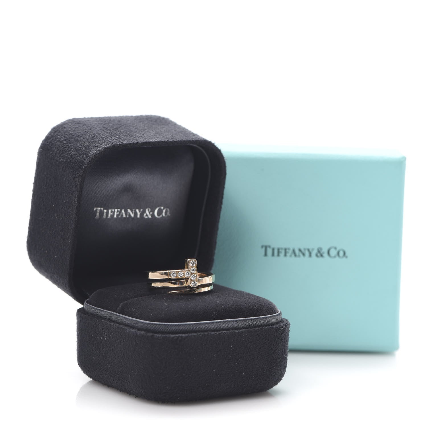 Tiffany 18K Rose Gold Diamond T Square Wrap Ring 49 4.75 5 of 5