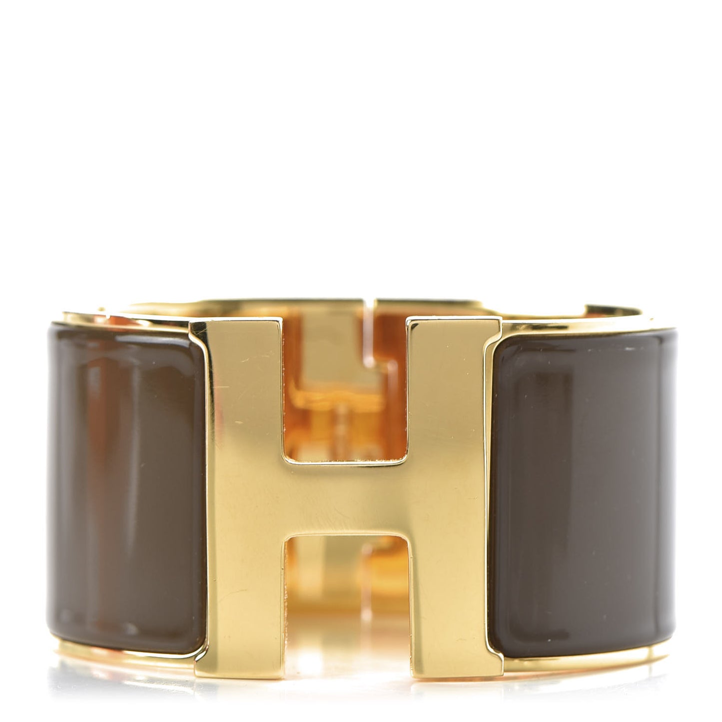 Enamel Extra Wide Clic Clac H Bracelet PM Chocolate