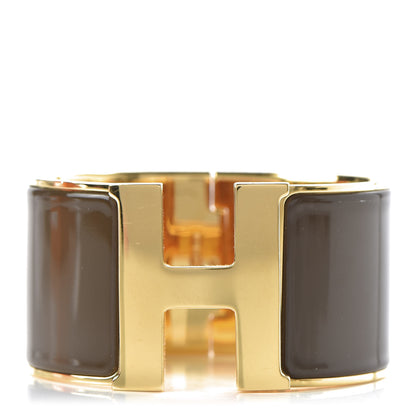 Hermes Enamel Extra Wide Clic Clac H Bracelet PM Chocolate 1 of 7