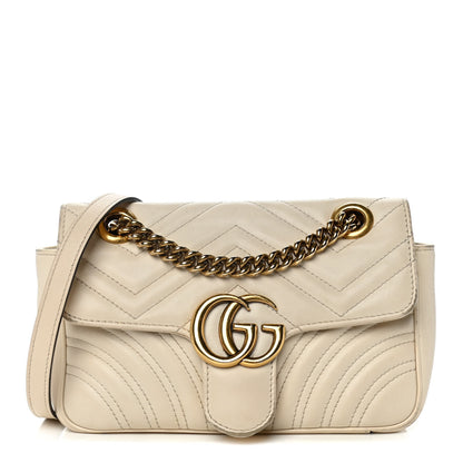 Gucci Calfskin Matelasse Mini GG Marmont Shoulder Bag White 1 of 13