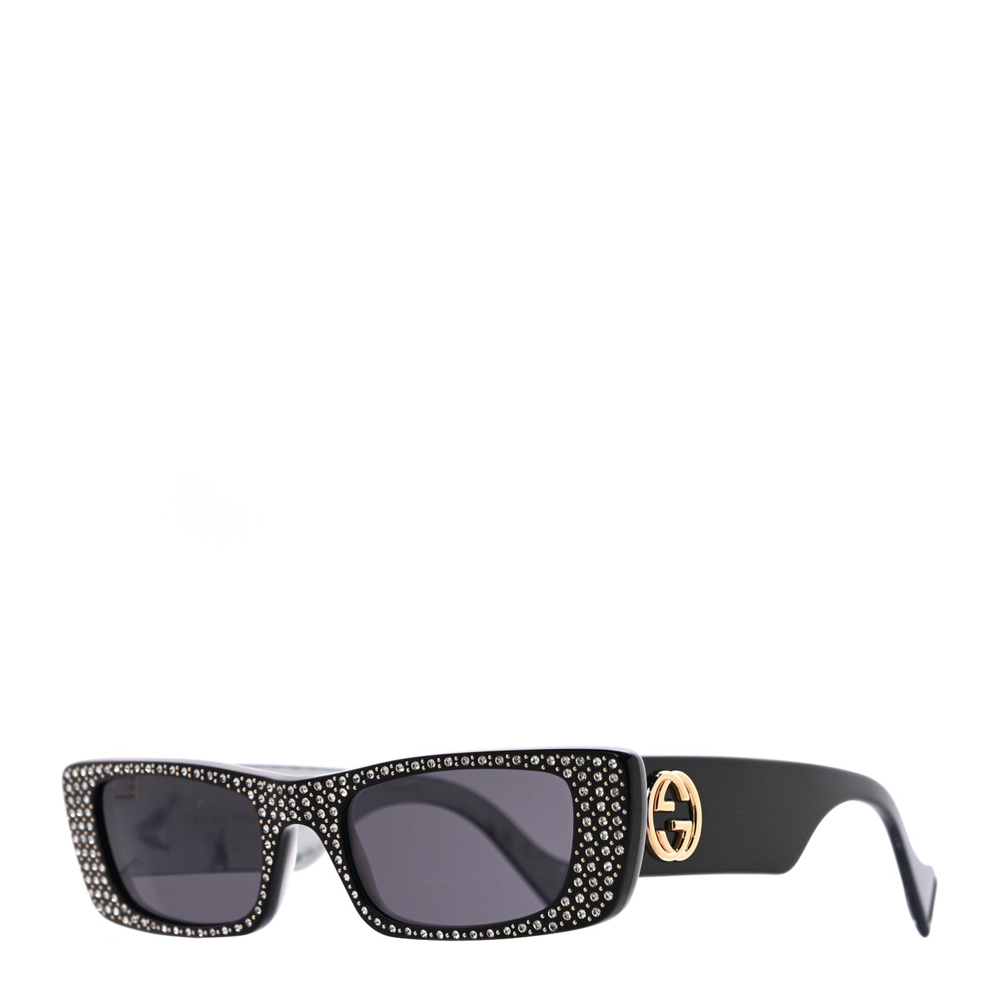 Acetate Rectangular Crystal Sunglasses GG0516S Black