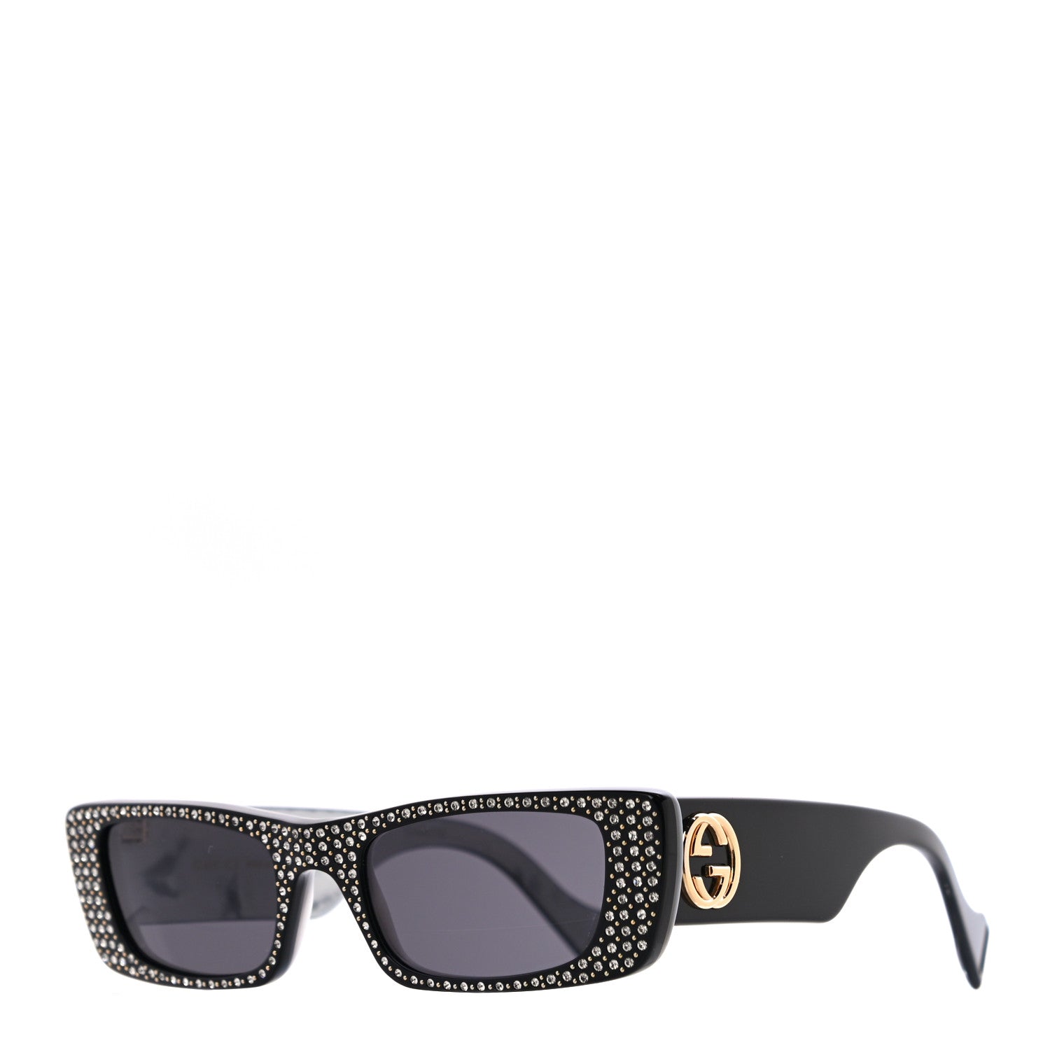 Gucci Acetate Rectangular Crystal Sunglasses GG0516S Black 1 of 9