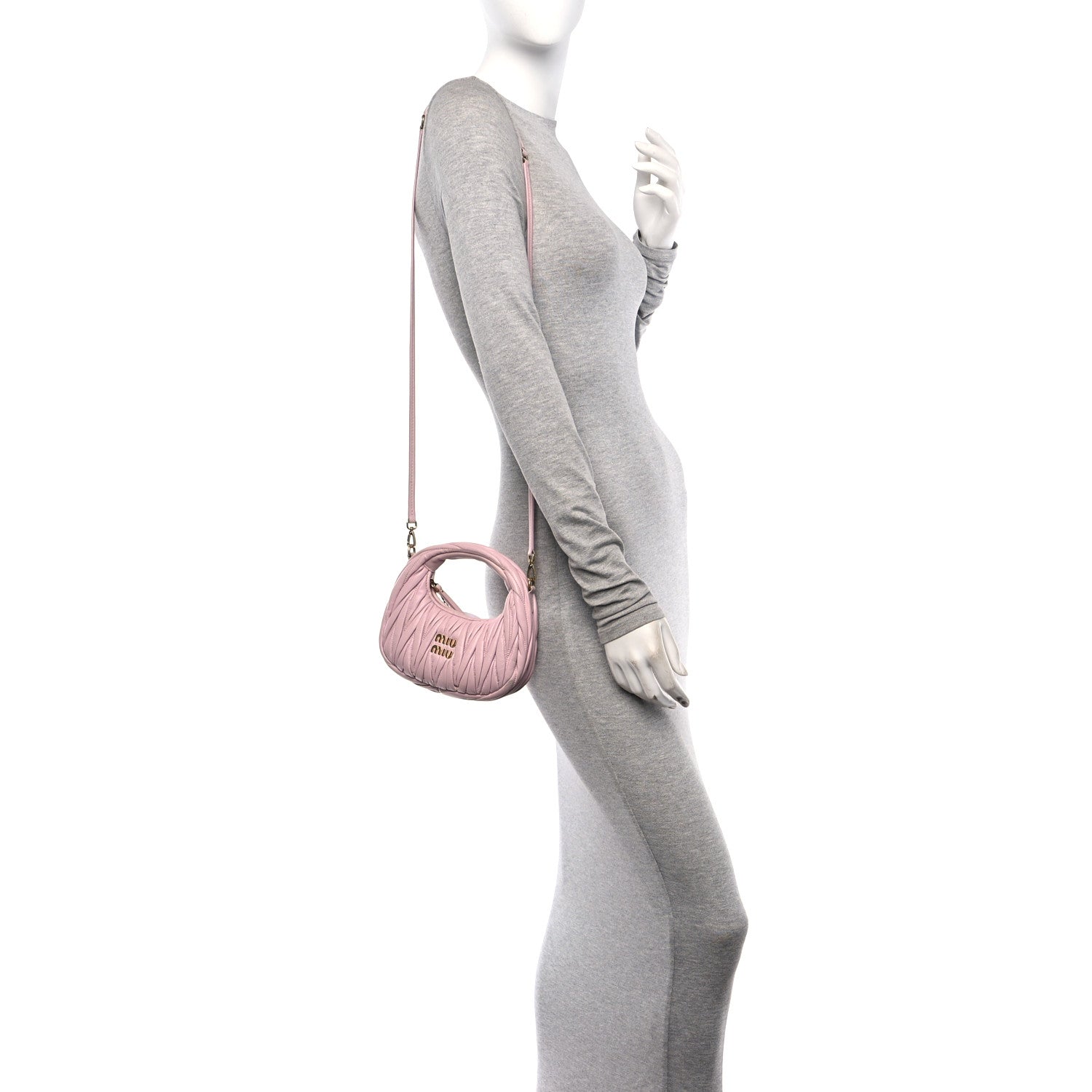 Miu Miu Nappa Matelasse Mini Wander Hobo Alabaster Pink 2 of 13