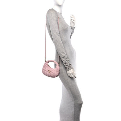 Miu Miu Nappa Matelasse Mini Wander Hobo Alabaster Pink 2 of 13