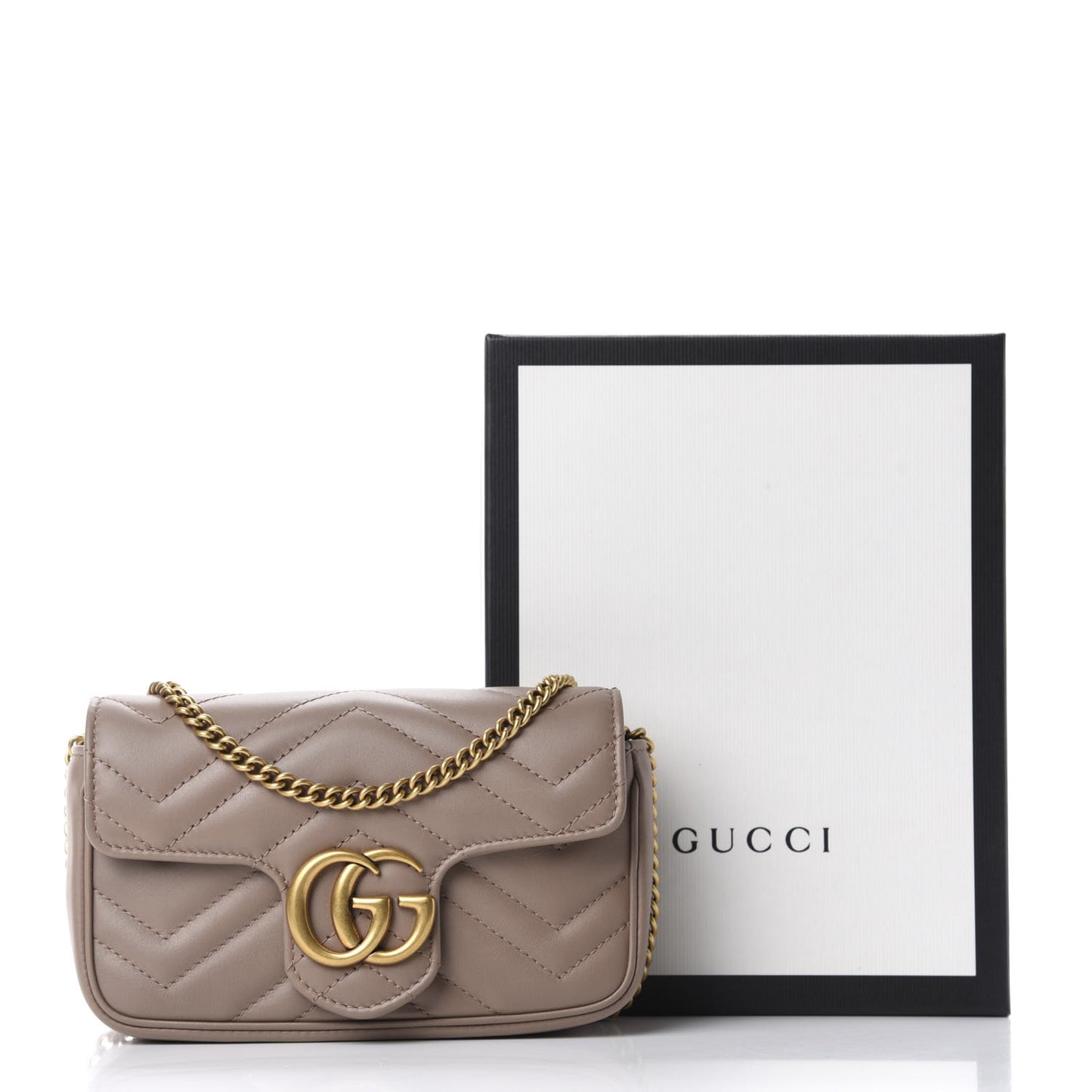 Calfskin Matelasse Super Mini GG Marmont Shoulder Bag Porcelain Rose