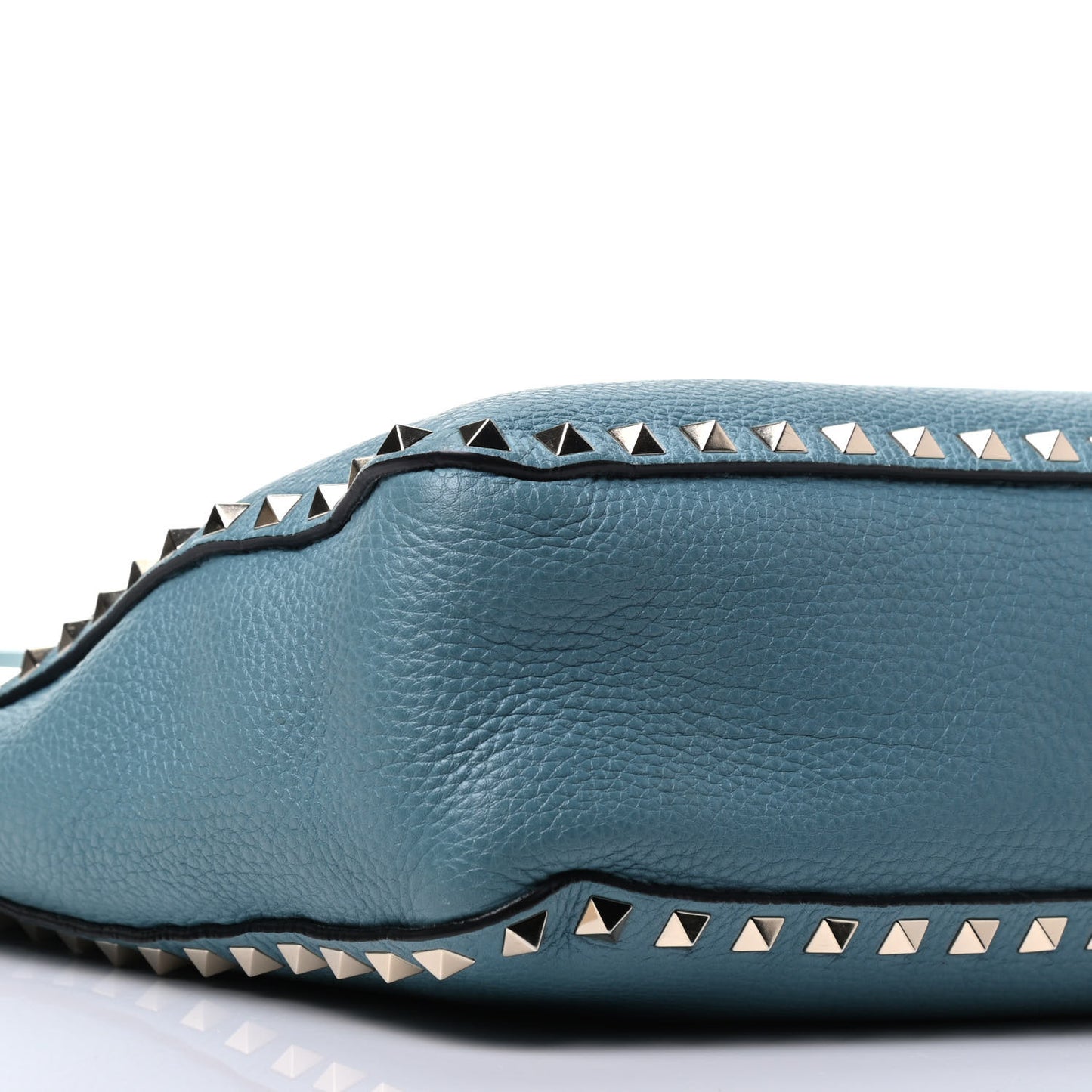 Pebbled Calfskin Small Rockstud Flip-Lock Messenger Bag Light Blue