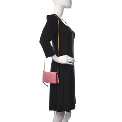 Prada Saffiano Metal Phone Wristlet Crossbody Wallet Begonia 2 of 9