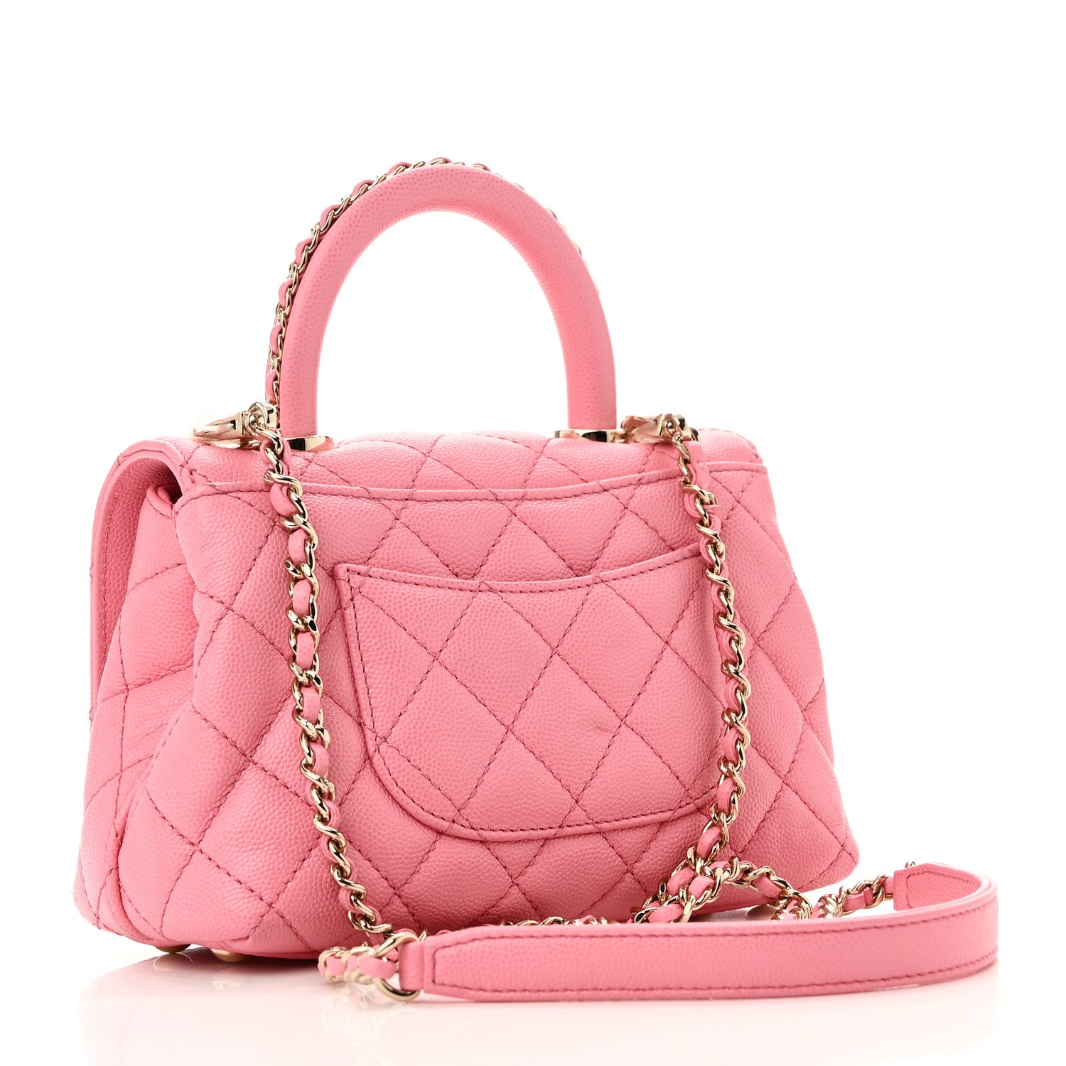 Chanel Caviar Quilted Extra Mini Coco Chain Handle Flap Pink 3 of 11